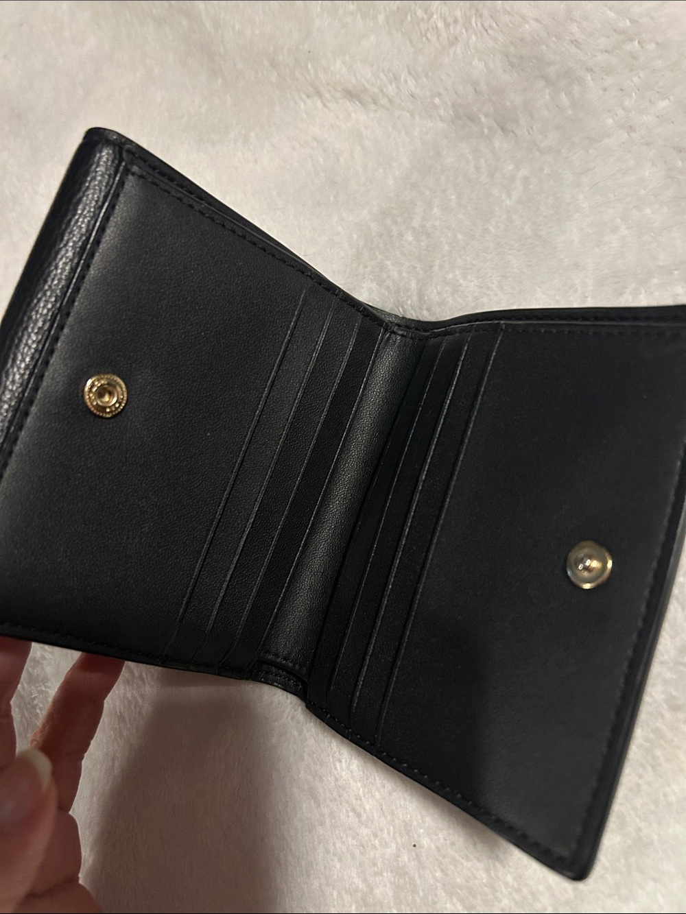 Coach Black Pebbled Leather Wallet with Gold Coach Horse & Carriage Emblem - Picture 3 of 4